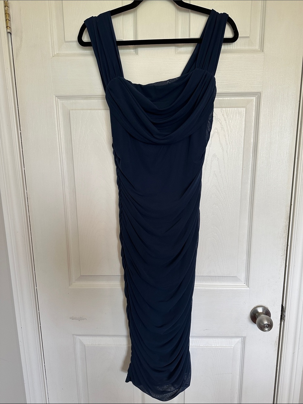 Navy Ruched Bodycon Dress - Picture 7 of 7